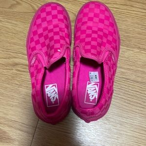 neon pink checkered vans
